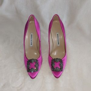 Manolo Blahnik Pink Satin Pumps
